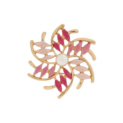 Брошь Цветок с жемчужиной XZ0956.9 R/G 