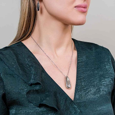 Колье Капля SHELL  Fiore Luna  BP01376-13 BW/S 