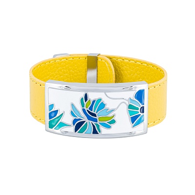 Браслет на желтом кожаном ремешке CB13599-2A 