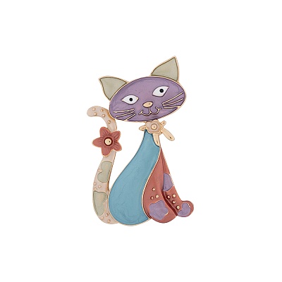 Брошь  Кот с цветком XZ0713.27 M/G 