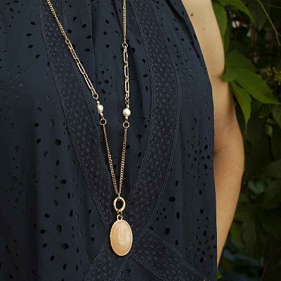 Колье ROSE QUARTZ  Fiore Luna  LN5154 R/G 