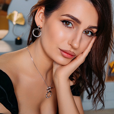 Серьги Jet Nut+CRY  Fiore Luna  A2110NM-E02.4.1 BW/S 