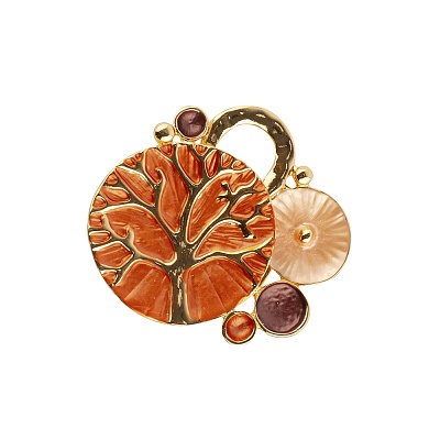 Брошь Абстракция-дерево XZ1157.6 R/G 