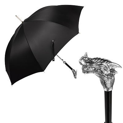Зонт-трость Pasotti Drago Silver Oxford Black  Pasotti  product-3096 
