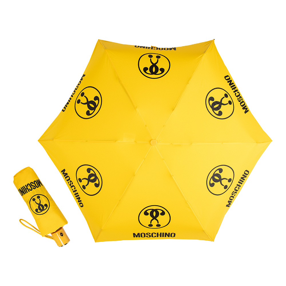 Moschino Зонт складной Moschino 8765-compactU Double questionmark Yellow  product-3539 Арт.: product-3539