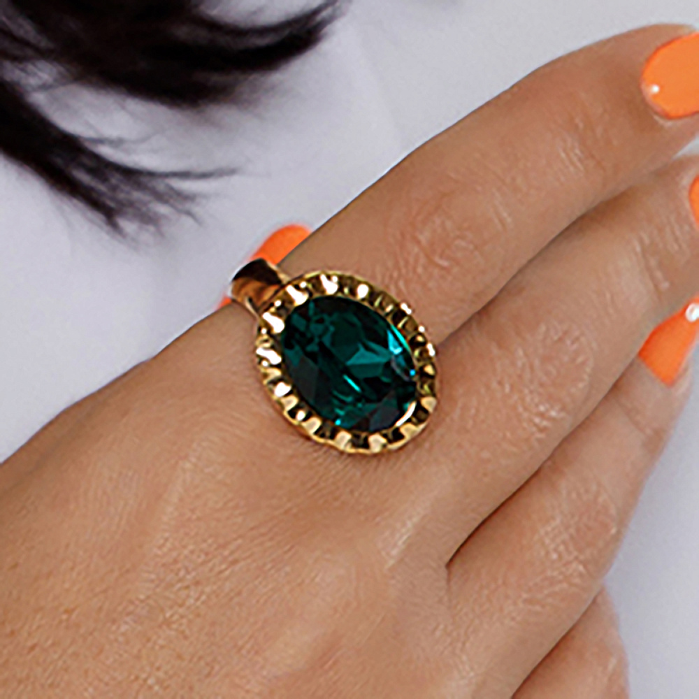 Qudo Кольцо TIVOLA UNICA big (G/P) Emerald 58 Qudo 686946 Арт.: 686946