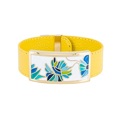 Браслет на желтом кожаном ремешке CB13599-2 