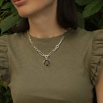 Колье COFFE AGATE  Fiore Luna  LN5148 BR/S 