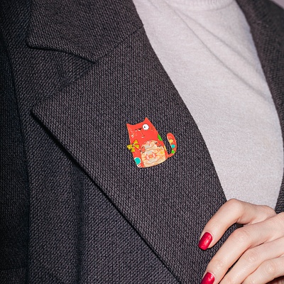 Брошь Кот бант  Shadore  XZ2299.10 BR/G 