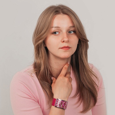 Браслет на кожаном фиолетовом ремешке  Fiore Luna  CB00230-7 V/S 