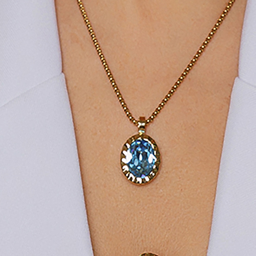 Qudo Колье TIVOLA UNICA big (G/P) Aquamarine 3cm Арт.: 420528