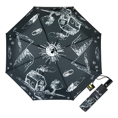 Зонт складной Moschino 8979-OCA Chalk Houses Black product-4013 