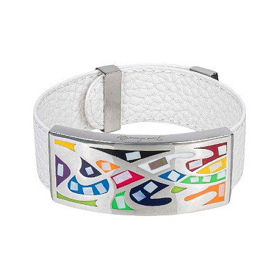 Браслет на кожаном белом ремешке CB00997-3 M 