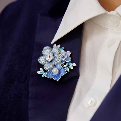 Брошь Букет  Shadore  XZ1442.21 BL/S 