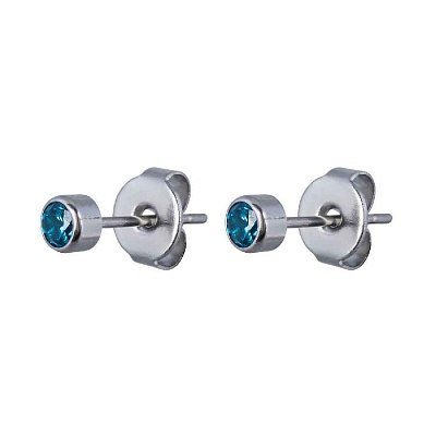 Пусеты Cubic zirconia Blue Topaz SWE0128 BT S 