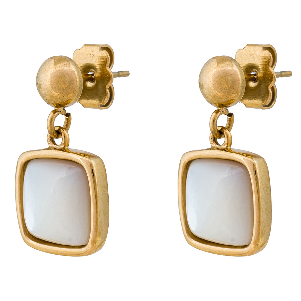 Fiore Luna Серьги Куб SHELL WHITE Арт.: AE02914-2 BW/G