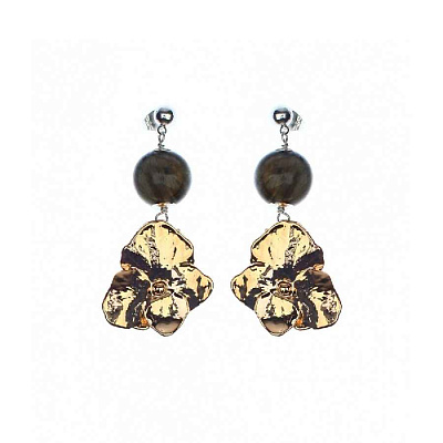 Серьги Гортензия  Ester Bijoux  F678C-G BR 