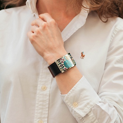 Браслет на кожаном черном ремешке  Fiore Luna  CB01319-14 M/S 