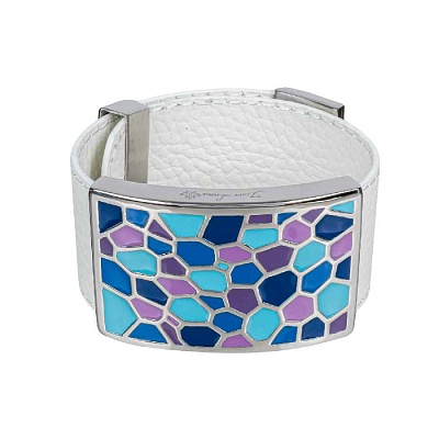 Браслет на кожаном белом ремешке CB00992-4 BL 