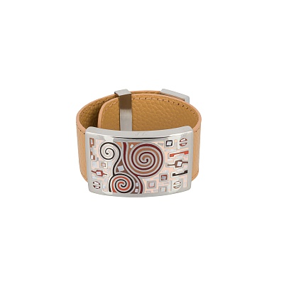 Браслет на кожаном персиковом ремешке CB01319-16 R/S 