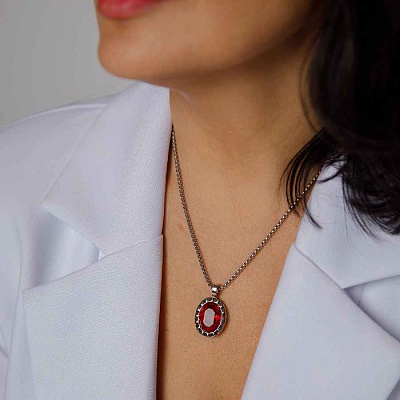 Колье TIVOLA UNICA big (S/P) Siam 3cm  Qudo  420503 