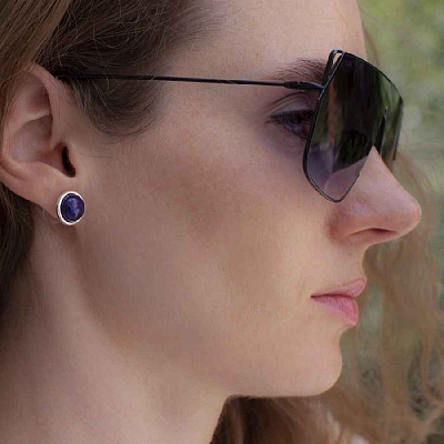 Пусеты NATURAL LAPIS  Fiore Luna  LE1106 BL/S 