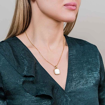 Колье Куб SHELL WHITE  Fiore Luna  BP02914-2 BW/G 