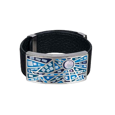 Браслет на кожаном черном ремешке CB00952-9 BL 