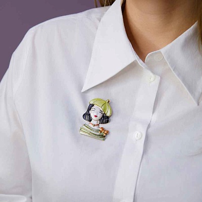 Брошь Девочка в берете  Shadore  XZ1479.19 G/G 