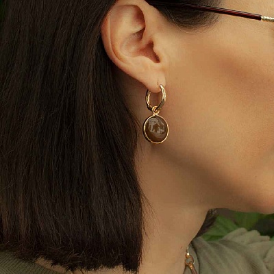 Серьги COFFE AGATE  Fiore Luna  LE1117 BR/G 