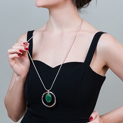 Колье GREEN AVENTURINE  Fiore Luna  LN5132 G/S 