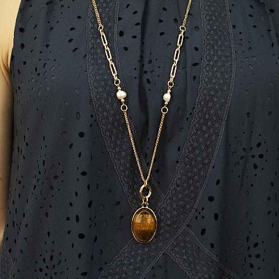 Колье TIGER EYE  Fiore Luna  LN5156 BR/G 