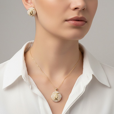 Комплект колье+серьги  Fiore Luna  SG208408E-001 G 