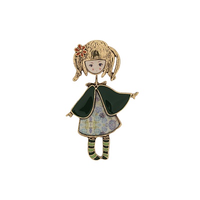 Брошь Девочка в манто XZ0989.17 G/G 