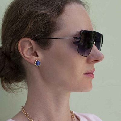 Пусеты NATURAL LAPIS  Fiore Luna  LE1106 BL/G 