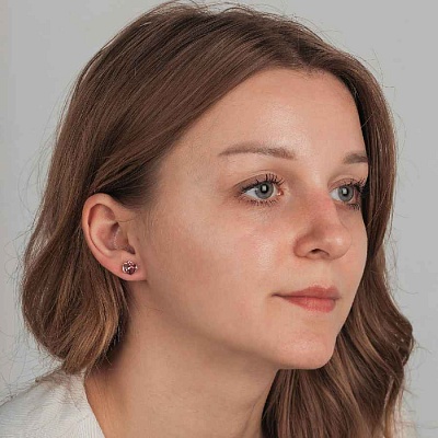 Пусеты Crystal Pink  Fiora Luna  SWE0127/2 P S 