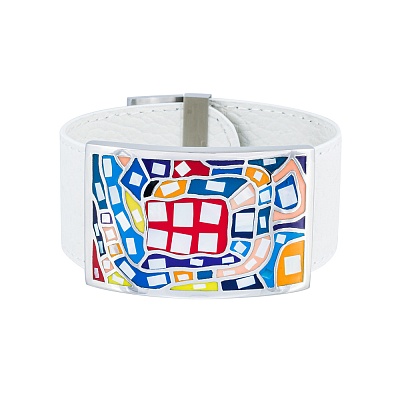 Браслет на белом кожаном ремешке CB00100-1 