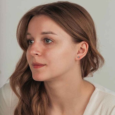 Пусеты Cubic zirconia Blue Topaz  Fiora Luna  SWE0128 BT S 