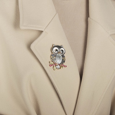 Брошь Сова на ветке  Shadore  XZ0869.15 BR/G 