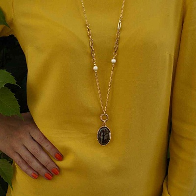 Колье COFFE AGATE  Fiore Luna  LN5153 BR/G 