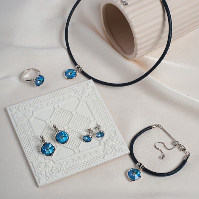 Пусеты Paradise Shine  Fiore Luna  A1909.24 BL/S 