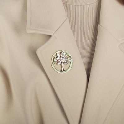 Брошь Дерево в круге  Shadore  XZ1160.22 BL/S 