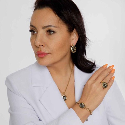 Колье TIVOLA UNICA big (G/P) Black diamond 3cm  Qudo  420540 