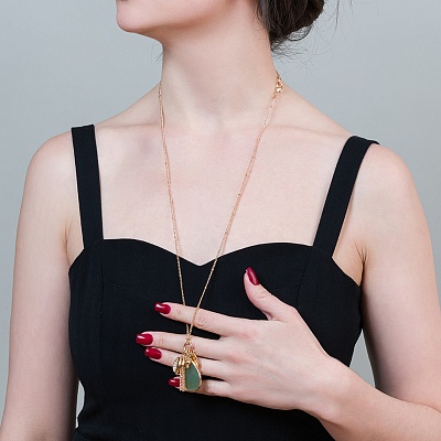 Колье GREEN AVENTURINE  Fiore Luna  LN5126 RG/RG 