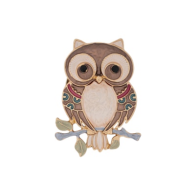 Брошь Сова на ветке XZ0869.15 BR/G 