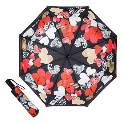 Зонт складной Moschino 8946-OCA Paper hearts Black  Moschino  product-3995 