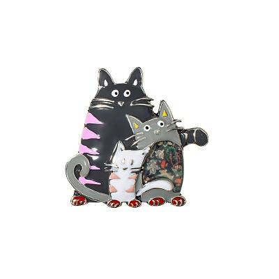 Брошь Котики XZ2051.2 BW/S 