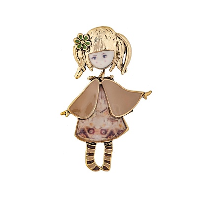Брошь Девочка в манто XZ0989.14 BR/G 