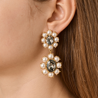 Серьги LINA SG WHITE PEARL / GREY  Dyrberg Kern  *450071 