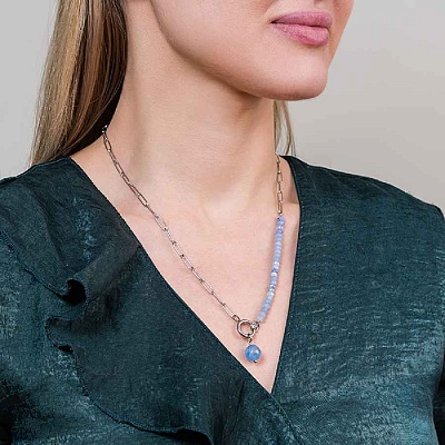 Колье AGAT BLUE  Fiore Luna  BP03181-2 BL/S 